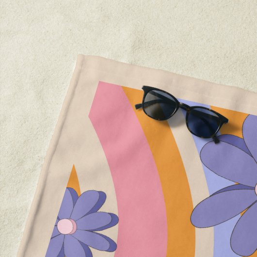 Serviette De Plage Rétro, Arc en ciel, Anniversaire Super, Plage (En situation)