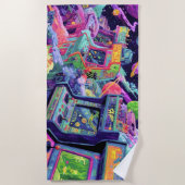 Serviette De Plage Retro Arcade Machines in Space (Devant)