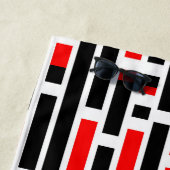 Serviette De Plage Retro Art Déco Rouge Noir Abstrait Motif Monogramm (En situation)