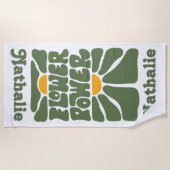 Serviette de plage Retro avec nom - Cadeau personn (Devant)