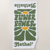 Serviette de plage Retro avec nom - Cadeau personn (Devant)