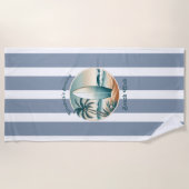 Serviette De Plage Retro Beach Club Anniversaire Custom Cabana Stripe (Devant)