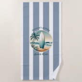 Serviette De Plage Retro Beach Club Anniversaire Custom Cabana Stripe (Devant)