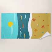 Serviette De Plage Retro Beach Été Milieu du siècle moderne (Devant)