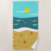 Serviette De Plage Retro Beach Été Milieu du siècle moderne (Devant)