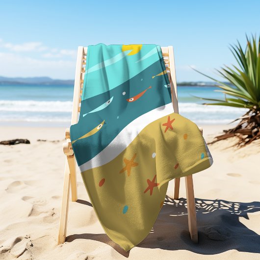 Serviette De Plage Retro Beach Été Milieu du siècle moderne