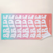 Serviette De Plage Retro Bride rose Aqua Gradient Personnalisé (Devant)