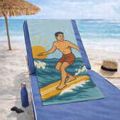 Serviette De Plage Retro California Surfer Blue Coastal Surfing Print
