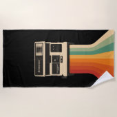 Serviette De Plage Retro Camera with Rainbow Print (Devant)