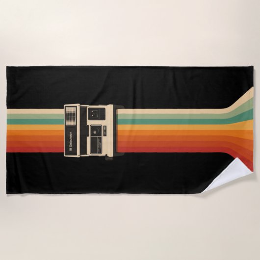 Serviette De Plage Retro Camera with Rainbow Print (Devant)