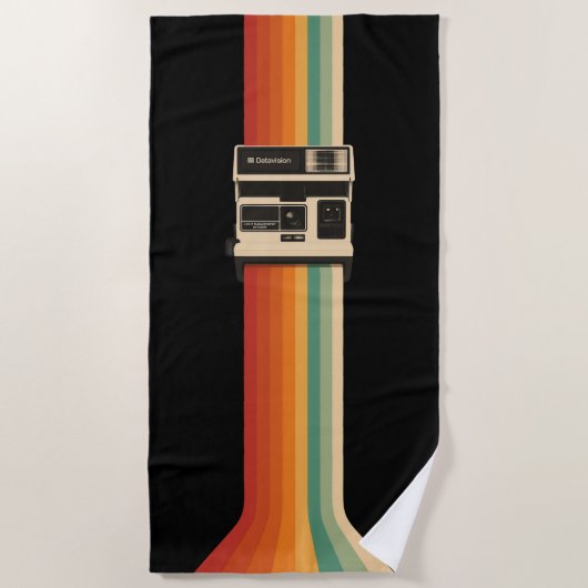 Serviette De Plage Retro Camera with Rainbow Print (Devant)