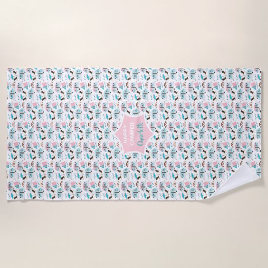 Serviette De Plage Retro Caravan Camping Cute Personnalisé (Devant)