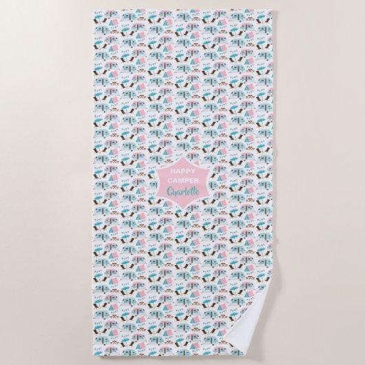 Serviette De Plage Retro Caravan Camping Cute Personnalisé (Devant)
