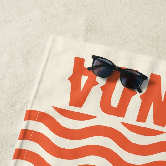 Serviette De Plage Retro Concordance personnalisée vacances d'été (En situation)