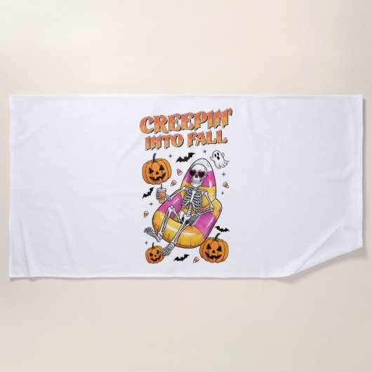 Serviette De Plage Retro Creepin dans Halloween d'automne (Devant)