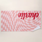 Serviette De Plage Rétro damboard tourbillonnet onde légère rose pâle (Devant)