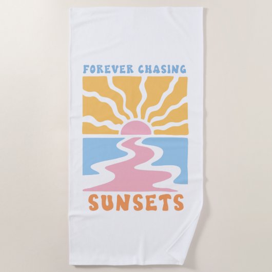 Serviette De Plage Retro de couchers de soleil pour toujours (Devant)