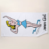 Serviette De Plage Rétro fille d'été (Devant)