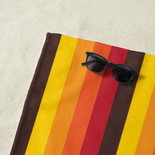 Serviette De Plage Rétro frais barre les années 70 le rouge de jaune