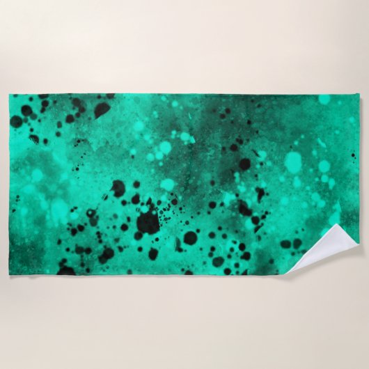 Serviette De Plage Retro Green Paint Splatter (Devant)