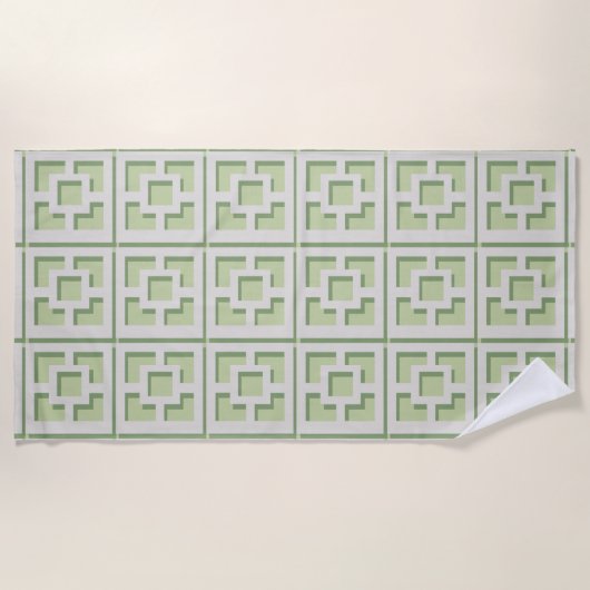 Serviette de plage Retro Green Trellis (Devant)
