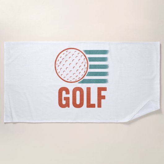 Serviette De Plage Retro Grunge Golf (Devant)