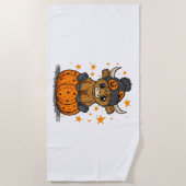 Serviette De Plage Retro Halloween Highland Cow (Devant)