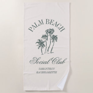 Serviette De Plage Retro Luxe Beach Social Club Logo Bachelorette