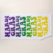 Serviette De Plage Retro Mardi Gras Ombre Text (Devant)