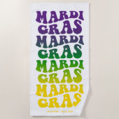 Serviette De Plage Retro Mardi Gras Ombre Text (Devant)
