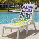 Serviette De Plage Retro Mardi Gras Ombre Text