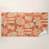 Serviette De Plage Retro Mid Century Modern Tiki Pattern (Devant)