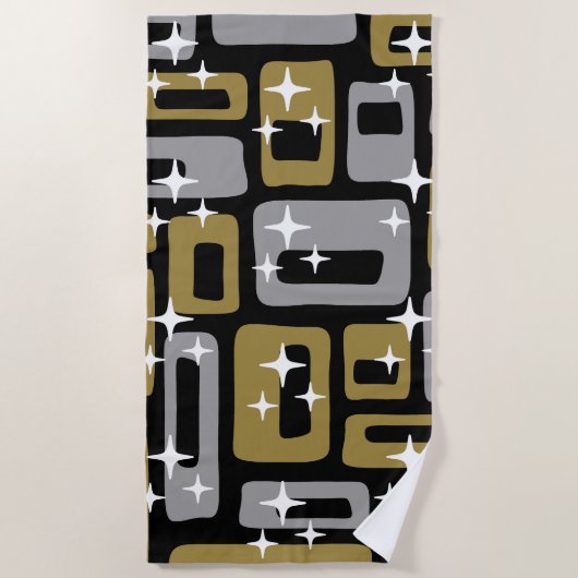 Serviette De Plage Retro Mid-Century Moderne Abstrait (Devant)