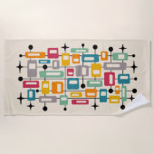 Serviette De Plage Retro Mid-Century Moderne Abstrait (Devant)