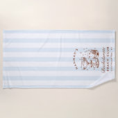 Serviette De Plage Retro Modern Blue & Brown Bachelorette Weekend (Devant)