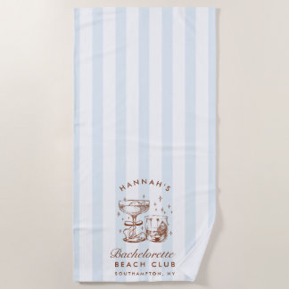 Serviette De Plage Retro Modern Blue & Brown Bachelorette Weekend