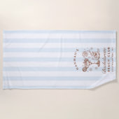 Serviette De Plage Retro Modern Blue & Brown Bachelorette Weekend (Devant)