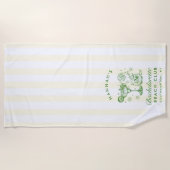 Serviette De Plage Retro Modern Green & Yellow Bachelorette Weekend (Devant)