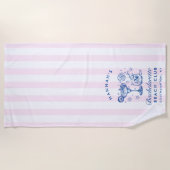 Serviette De Plage Retro Modern Pink & Blue Bachelorette Weekend (Devant)