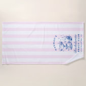 Serviette De Plage Retro Modern Pink & Blue Bachelorette Weekend (Devant)