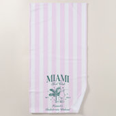 Serviette De Plage Retro Modern Pink & Green Miami Bachelorette Party (Devant)