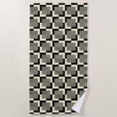 Serviette De Plage Rétro motif noir et bronzage (Devant)