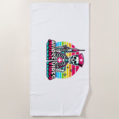 Serviette De Plage Retro Neon Skeleton Nurse - Funny Éffrayant D (Devant)