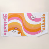 Serviette de plage Retro personnalisée avec nom -  (Devant)