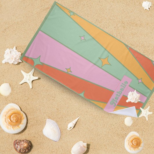 Serviette de plage Retro personnalisée avec nom -