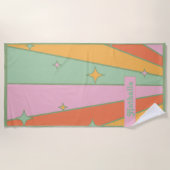Serviette de plage Retro personnalisée avec nom - (Devant)