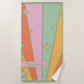 Serviette de plage Retro personnalisée avec nom - (Devant)