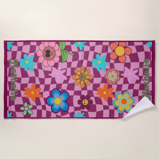 Serviette de plage Retro personnalisée | Don de no (Devant)