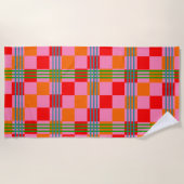 Serviette De Plage Retro Plaid  (Devant)