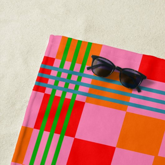 Serviette De Plage Retro Plaid  (En situation)